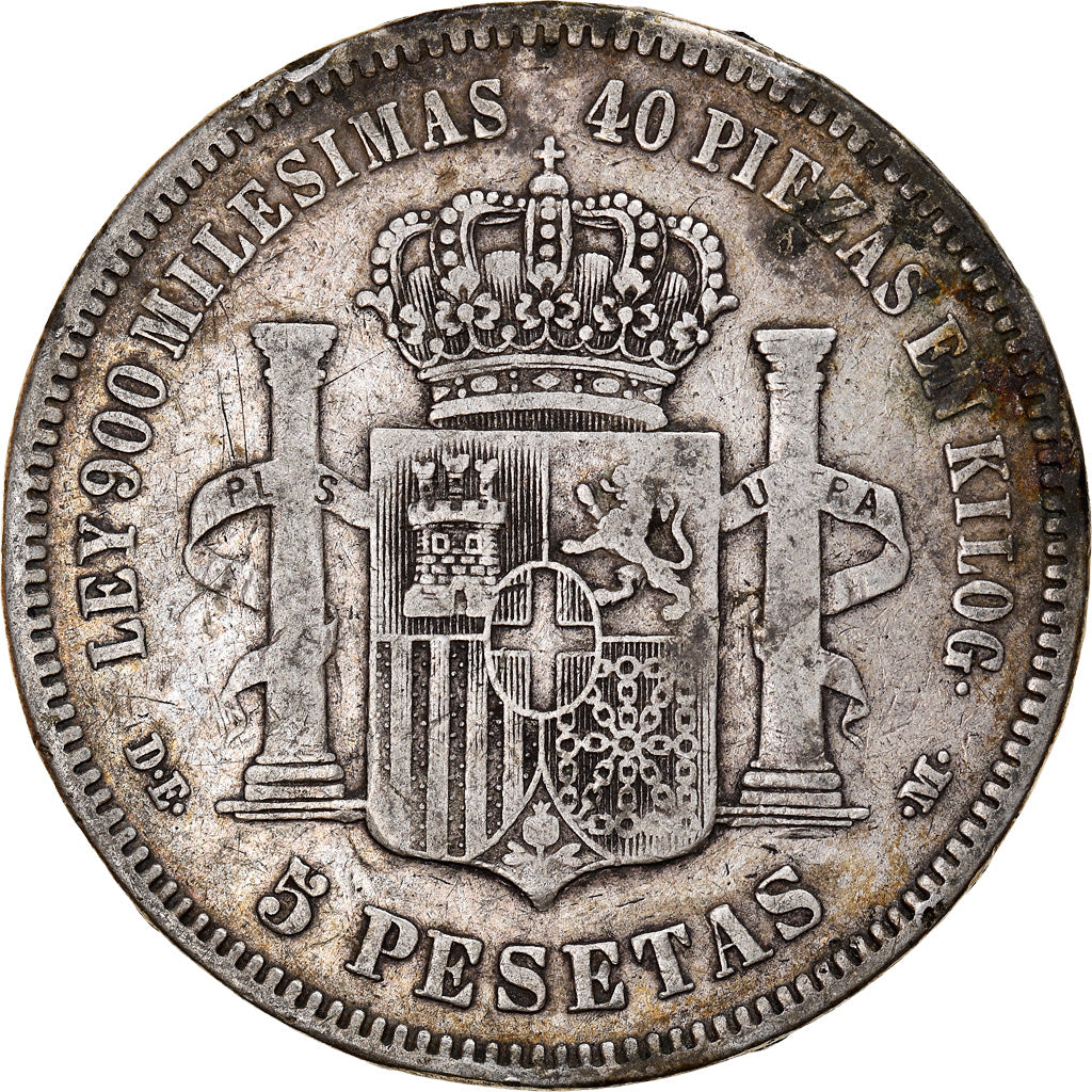 Monnaie, Espagne, Amadeao I, 5 Pesetas, 1871, Madrid, TB+, Argent, KM:666
