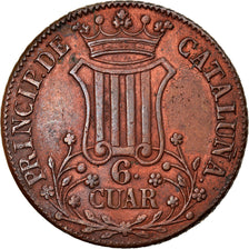 Coin, Spain, CATALONIA, Isabel II, 6 Quartos, 1838, Barcelona, AU(50-53)