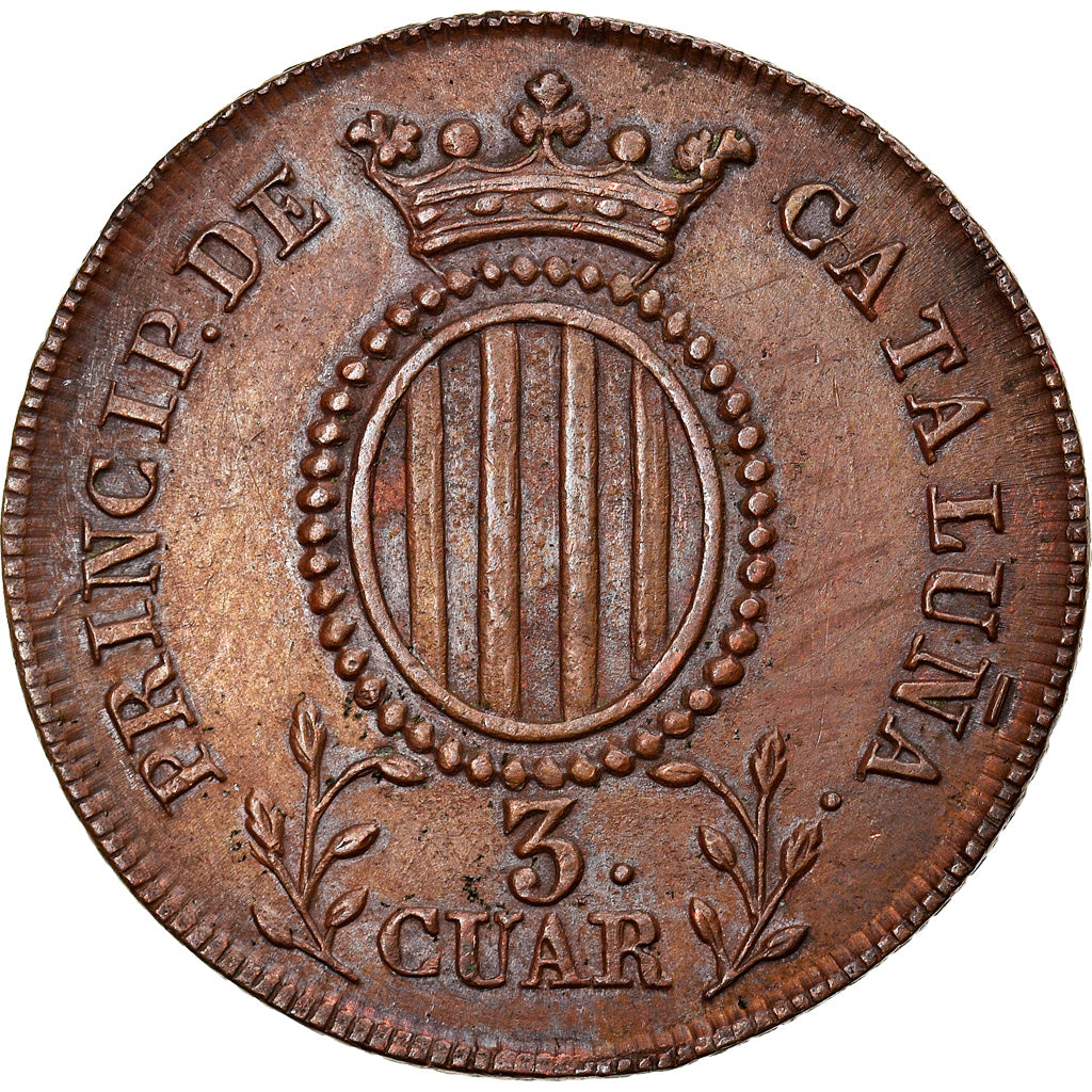 Coin, Spain, CATALONIA, Isabel II, 3 Quartos, 1838, Madrid, AU(55-58), Copper
