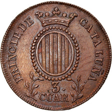 Coin, Spain, CATALONIA, Isabel II, 3 Quartos, 1838, Madrid, AU(55-58), Copper