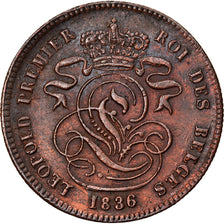 Moneta, Belgia, Leopold I, 2 Centimes, 1836, AU(50-53), Miedź, KM:4.2