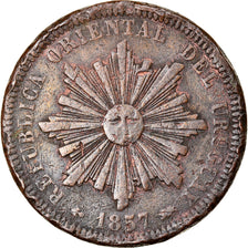 Münze, Uruguay, 40 Centesimos, 1857, Lyon, France, S, Kupfer, KM:10