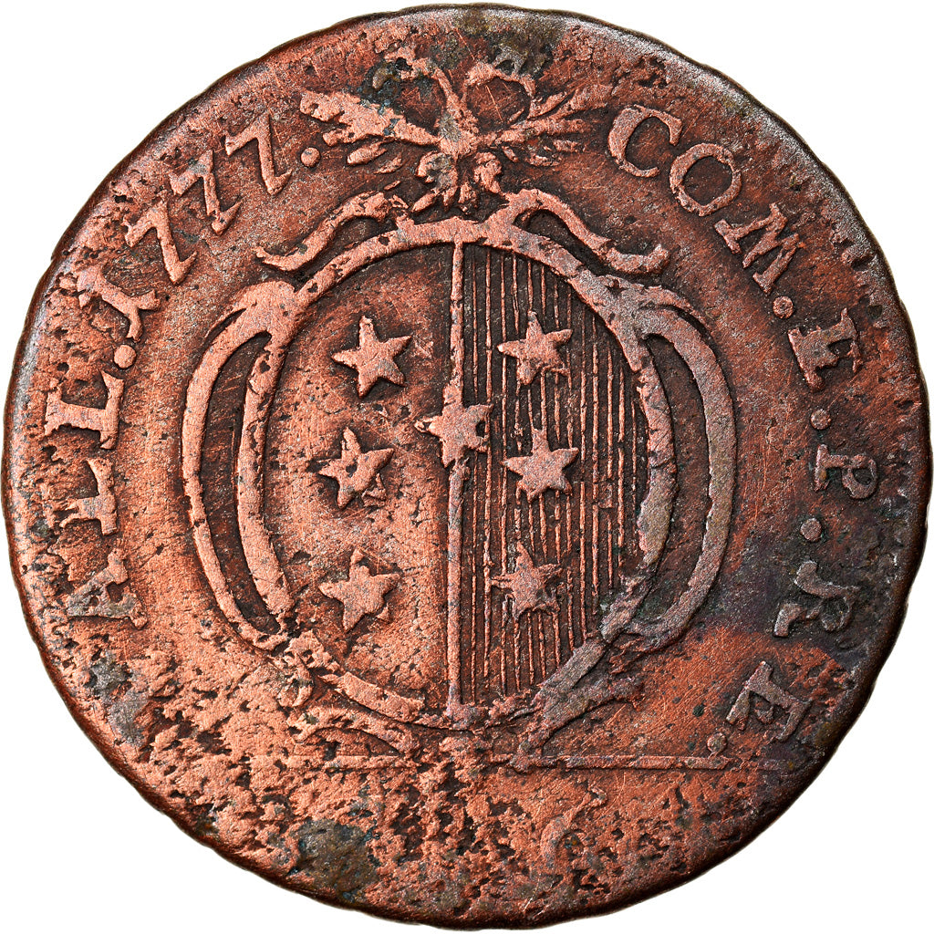 Monnaie, SWISS CANTONS, SITTEN, Franz Friedrich, 6 Kreuzer, 1777, TB+, Billon