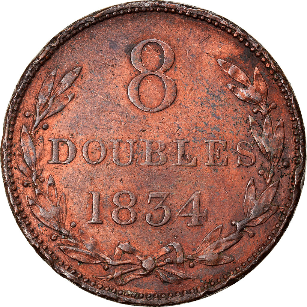 Coin, Guernsey, 8 Doubles, 1834, VF(30-35), Copper, KM:3