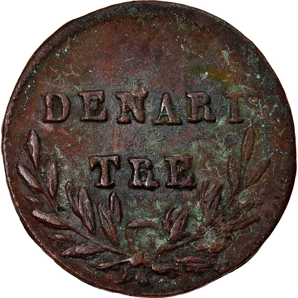 Moneta, CANTONI SVIZZERI, TICINO, 3 Denari, 1835, MB+, Rame, KM:5