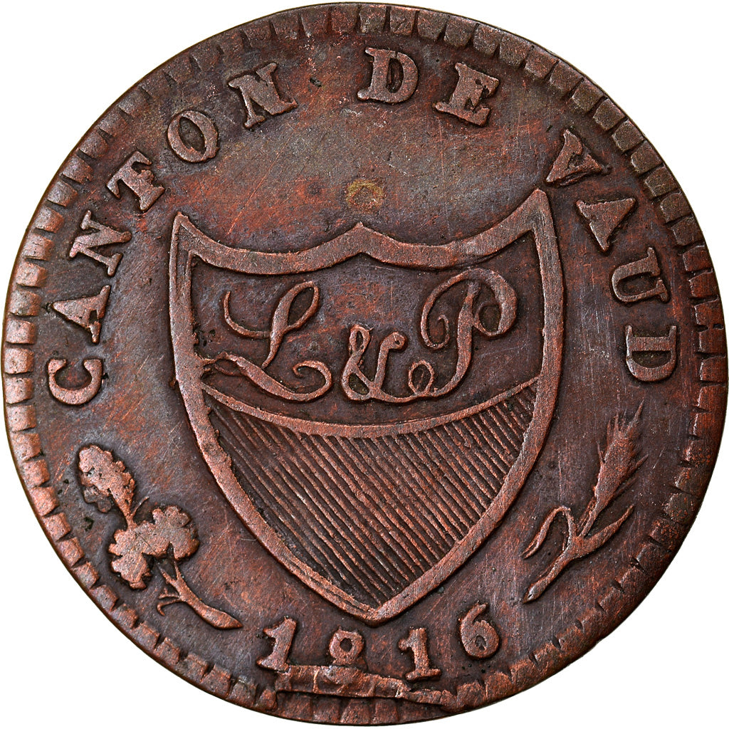 Moneta, CANTONI SVIZZERI, VAUD, 2-1/2 Rappen, 1816, BB, Biglione, KM:18