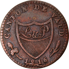 Moneta, CANTONI SVIZZERI, VAUD, 2-1/2 Rappen, 1816, BB, Biglione, KM:18