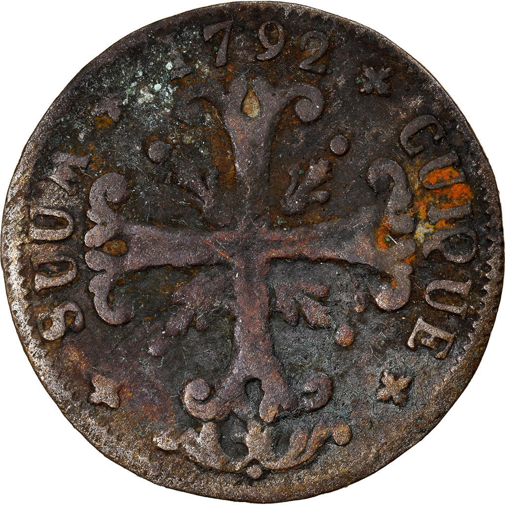 Coin, SWISS CANTONS, NEUCHATEL, 1/2 Batzen, 1792, Neuenburg, VF(20-25), Billon
