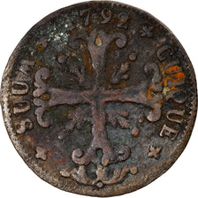 Coin, SWISS CANTONS, NEUCHATEL, 1/2 Batzen, 1792, Neuenburg, VF(20-25), Billon