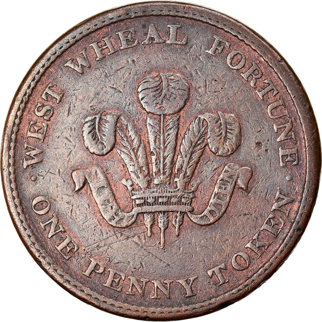 Coin, Great Britain, Cornish Mount, Penny Token, VF(30-35), Copper, Withers:696