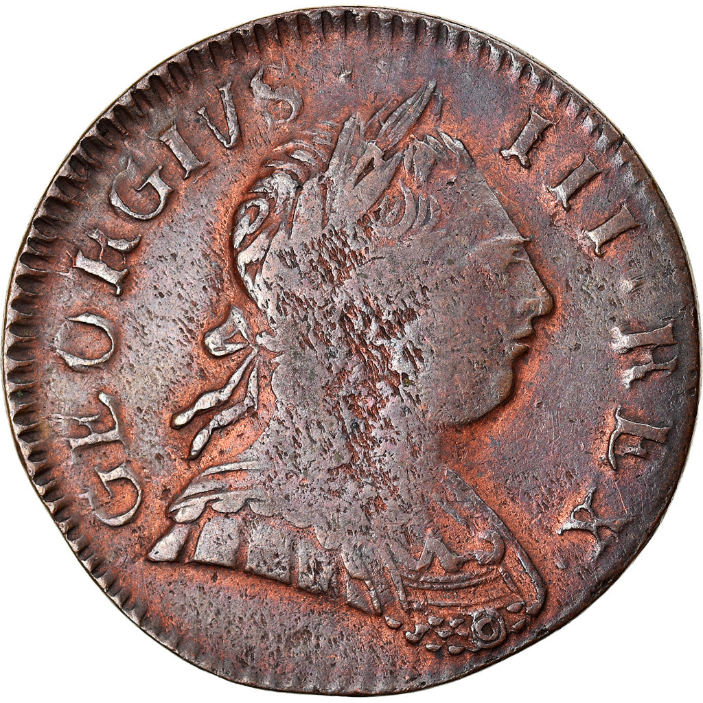 Moneta, Gran Bretagna, George III, 1/2 Penny, 1775, BB, Rame, KM:601