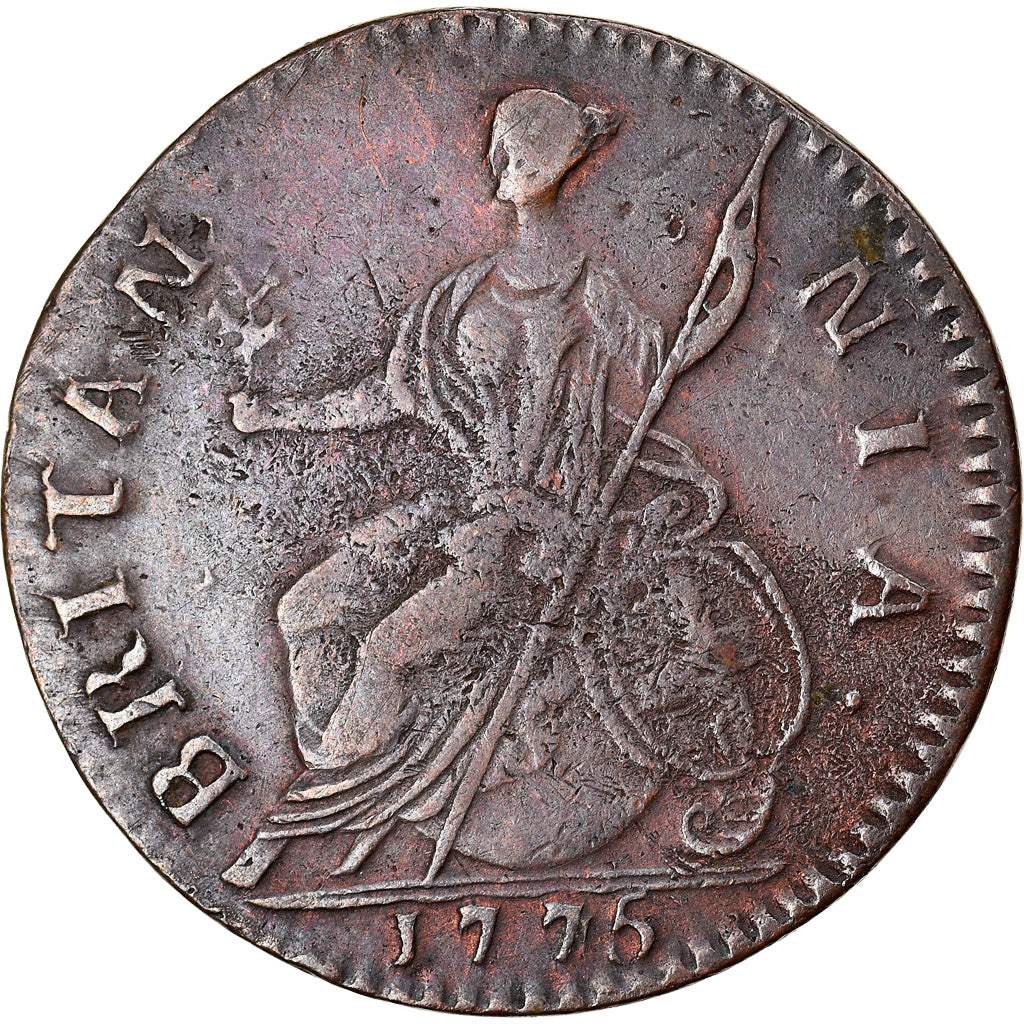Moneta, Gran Bretagna, George III, 1/2 Penny, 1775, BB, Rame, KM:601