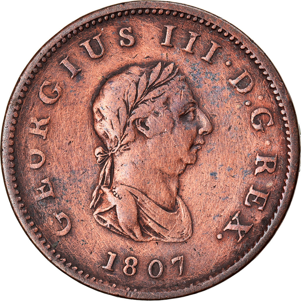 Coin, Great Britain, George III, 1/2 Penny, 1807, VF(20-25), Copper, KM:662