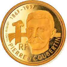 Coin, France, Albertville, Coubertin, 500 Francs, 1991, Paris, MS(65-70), Gold
