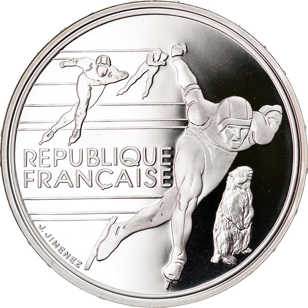 Coin, France, albertville 92, 100 Francs, 1990, Proof, MS(65-70), Silver