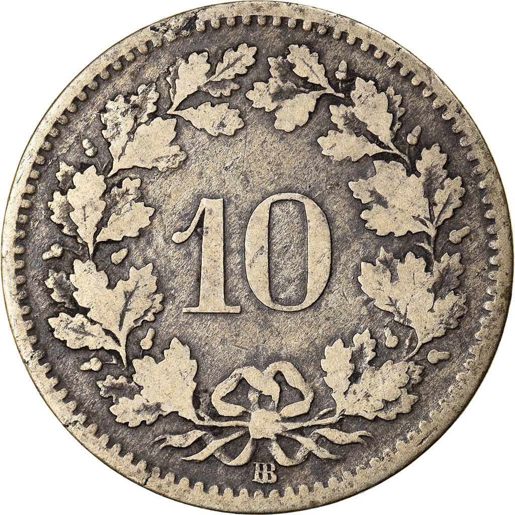 Coin, Switzerland, 10 Rappen, 1850, Strasbourg, VF(20-25), Billon, KM:6