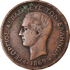 Coin, Greece, George I, 5 Lepta, 1869, Strassburg, VF(20-25), Copper, KM:42