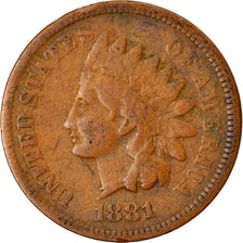 Moneta, Stati Uniti, Indian Head Cent, Cent, 1881, U.S. Mint, Philadelphia, MB+