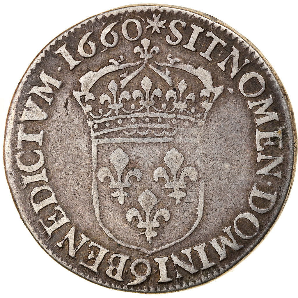 Moneta, Francia, Louis XIV, 1/2 Écu au buste juvénile, 1/2 Ecu, 1660, Rennes