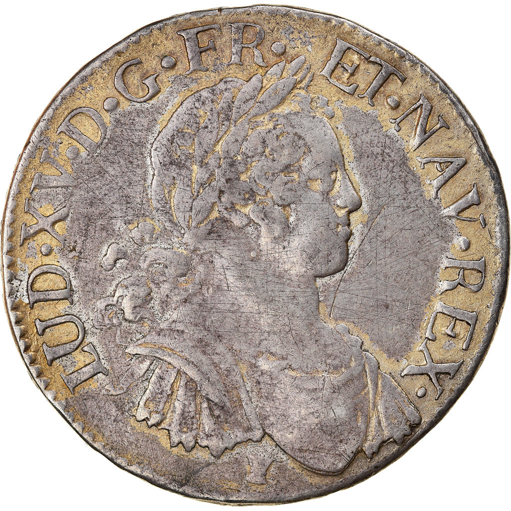 Moeda, França, Louis XV, Écu aux 8 L, Ecu, 1725, Rennes, VF(30-35), Prata