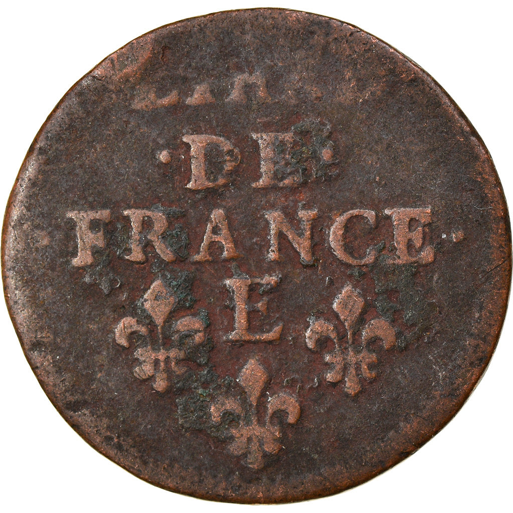 Moeda, França, Louis XIV, Liard, 1657, Tours, F(12-15), Cobre, Gadoury:80