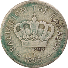 Moeda, Grécia, George I, 20 Lepta, 1895, Athens, VF(30-35), Cobre-níquel