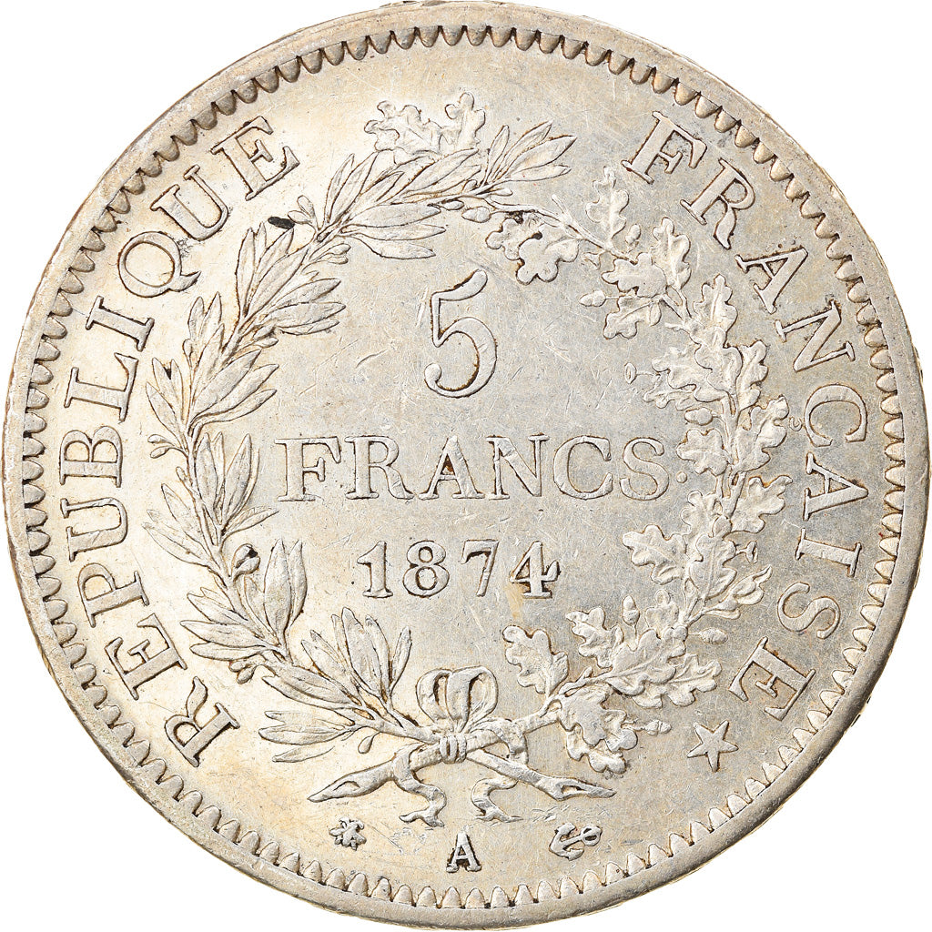 Münze, Frankreich, Hercule, 5 Francs, 1874, Paris, SS+, Silber, KM:820.1