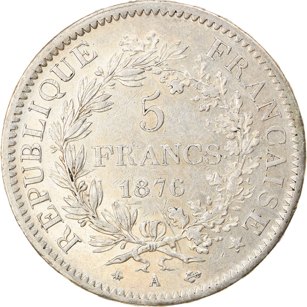 Coin, France, Hercule, 5 Francs, 1876, Paris, AU(50-53), Silver, KM:820.1