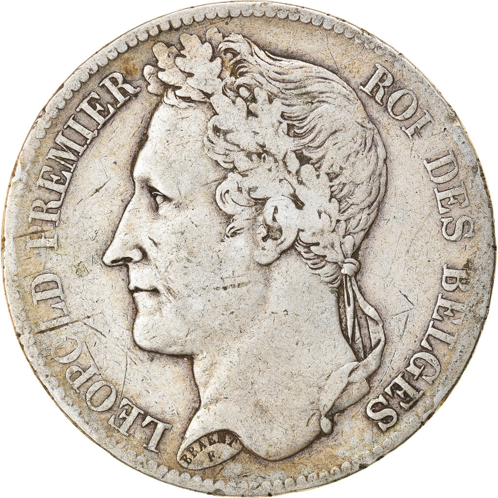 Moneta, Belgio, Leopold I, 5 Francs, 5 Frank, 1833, MB+, Argento, KM:3.1