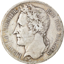 Moneta, Belgio, Leopold I, 5 Francs, 5 Frank, 1833, MB+, Argento, KM:3.1