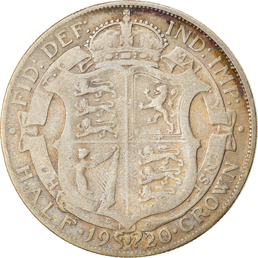 Monnaie, Grande-Bretagne, George V, 1/2 Crown, 1920, TB, Argent, KM:818.1a