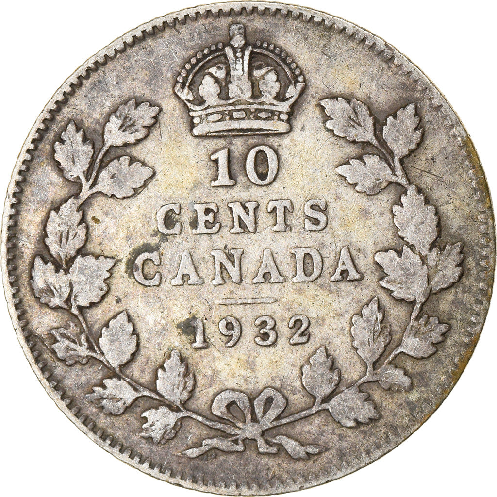 Moneta, Canada, George V, 10 Cents, 1932, Royal Canadian Mint, Ottawa, MB+