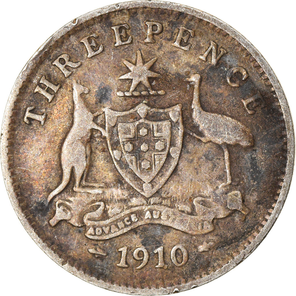 Moneta, Australia, Edward VII, Threepence, 1910, London, MB+, Argento, KM:18