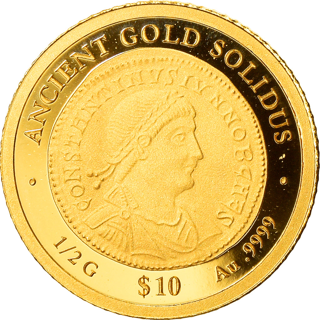 Moneta, Isole Salomone, Elizabeth II, ancient gold solidus, 10 Dollars, 2014