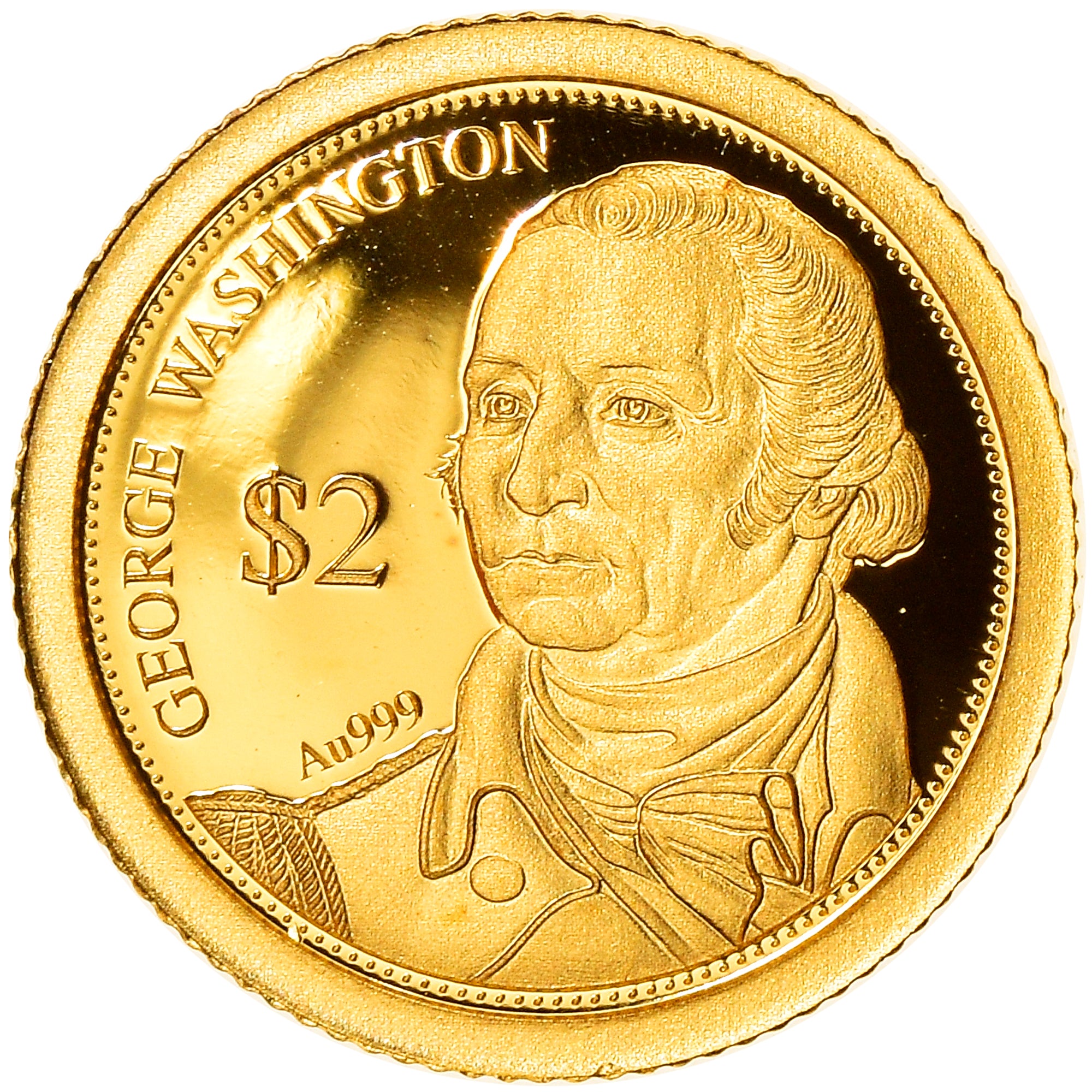 Münze, Fiji, Elizabeth II, George Washington, 2 Dollars, 2014, STGL, Gold