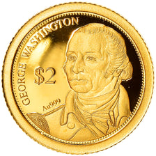 Münze, Fiji, Elizabeth II, George Washington, 2 Dollars, 2014, STGL, Gold
