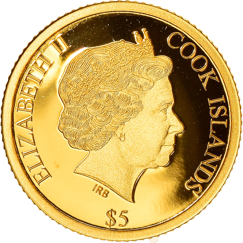 Münze, Cookinseln, Elizabeth II, ancient gold quinarius of Augustus, 5 Dollars