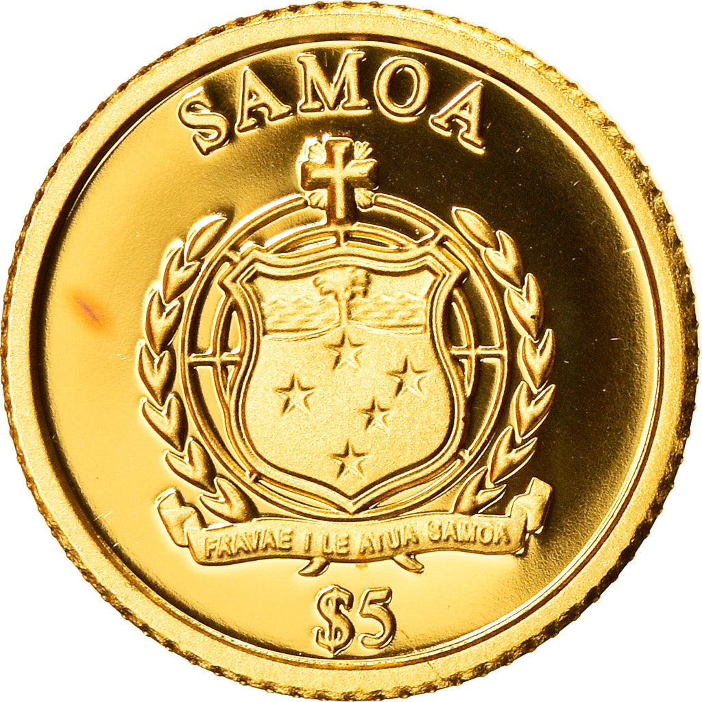 Moneta, Samoa, 25 years reunification of Germany, 5 Dollars, 2015, FDC, Oro