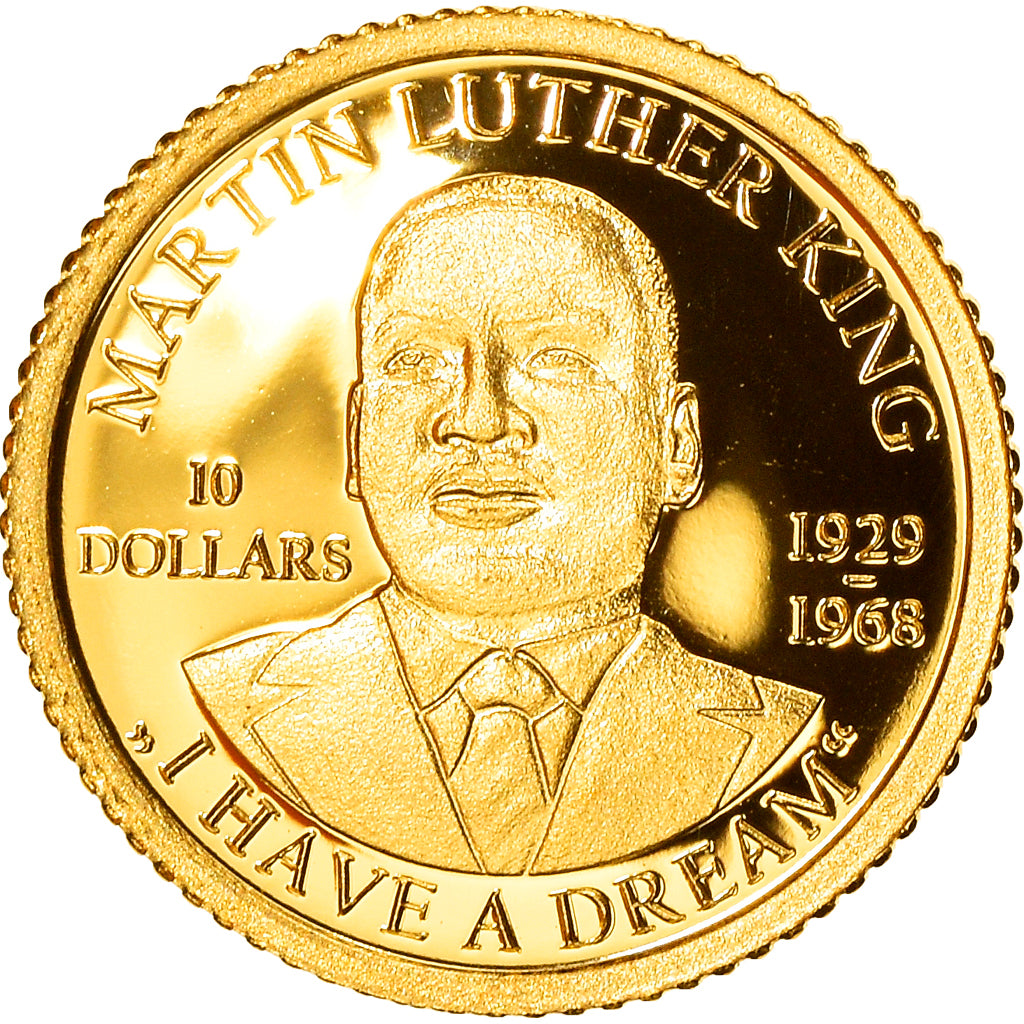 Moneta, Barbados, Martin Luther King, 10 Dollars, 2018, Franklin Mint, FDC, Oro