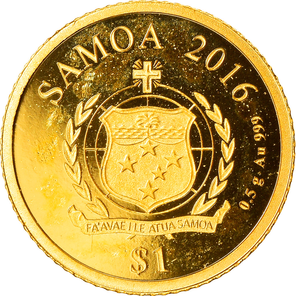 Moneda, Samoa, route 66, Dollar, 2016, FDC, Oro