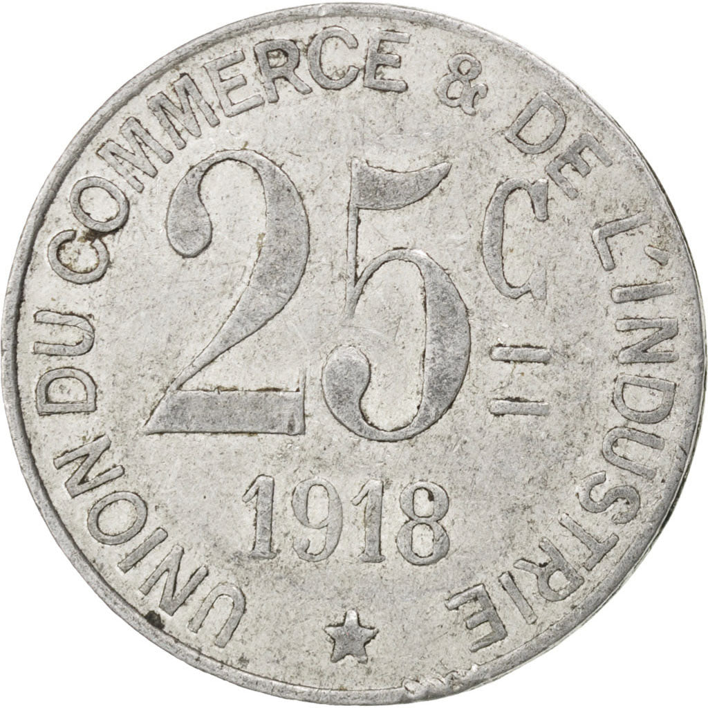 Poissy, Union du Commerce et de l'Industrie, 25 Centimes 1918, Elie 10.3