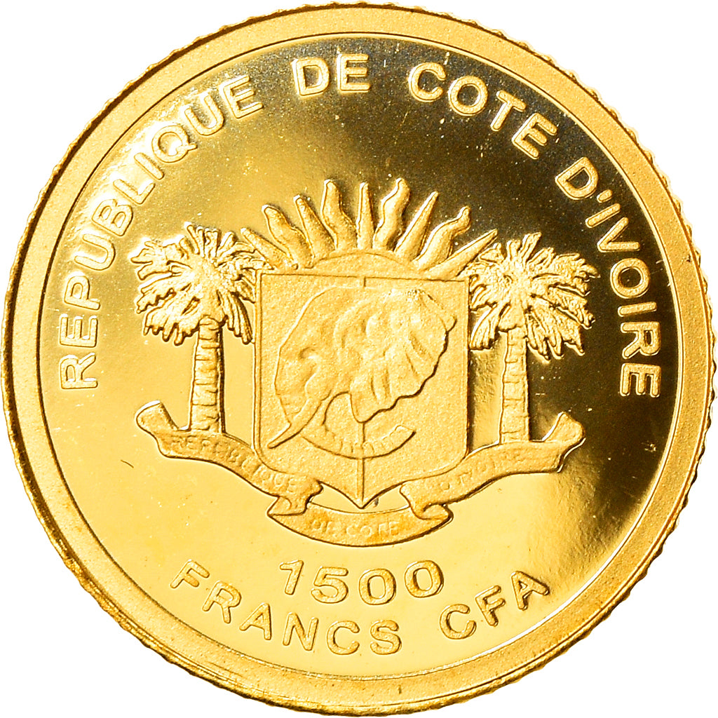 Munten, Ivoorkust, Justice, 1500 Francs CFA, Proof, FDC, Goud