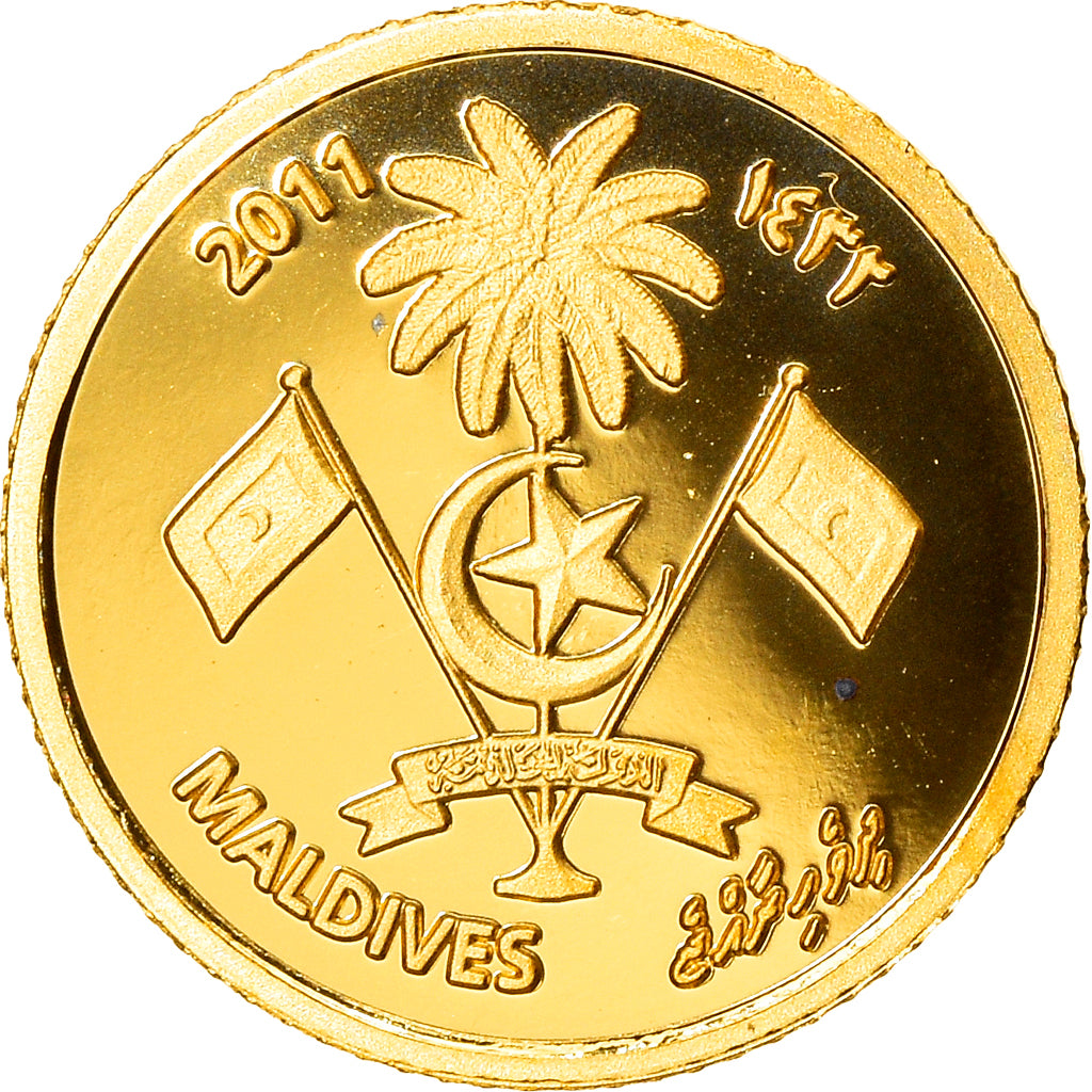 Moneta, Isole maldive, 20 Rufiyaa, 2011, Valcambi, FDC, Oro, KM:107