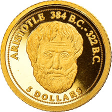 Moneda, Islas Cook, Aristotle, 5 Dollars, 2008, FDC, Oro