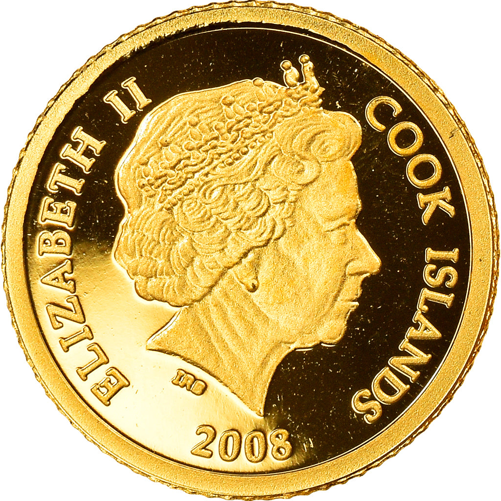 Moneda, Islas Cook, Aristotle, 5 Dollars, 2008, FDC, Oro