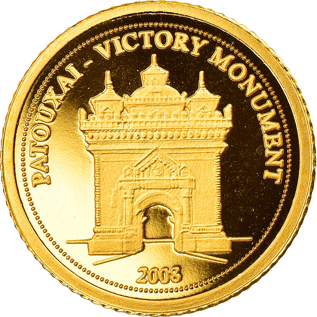 Moneta, Laos, 500 Kip, 2008, Valcambi, Proof, FDC, Oro, KM:160