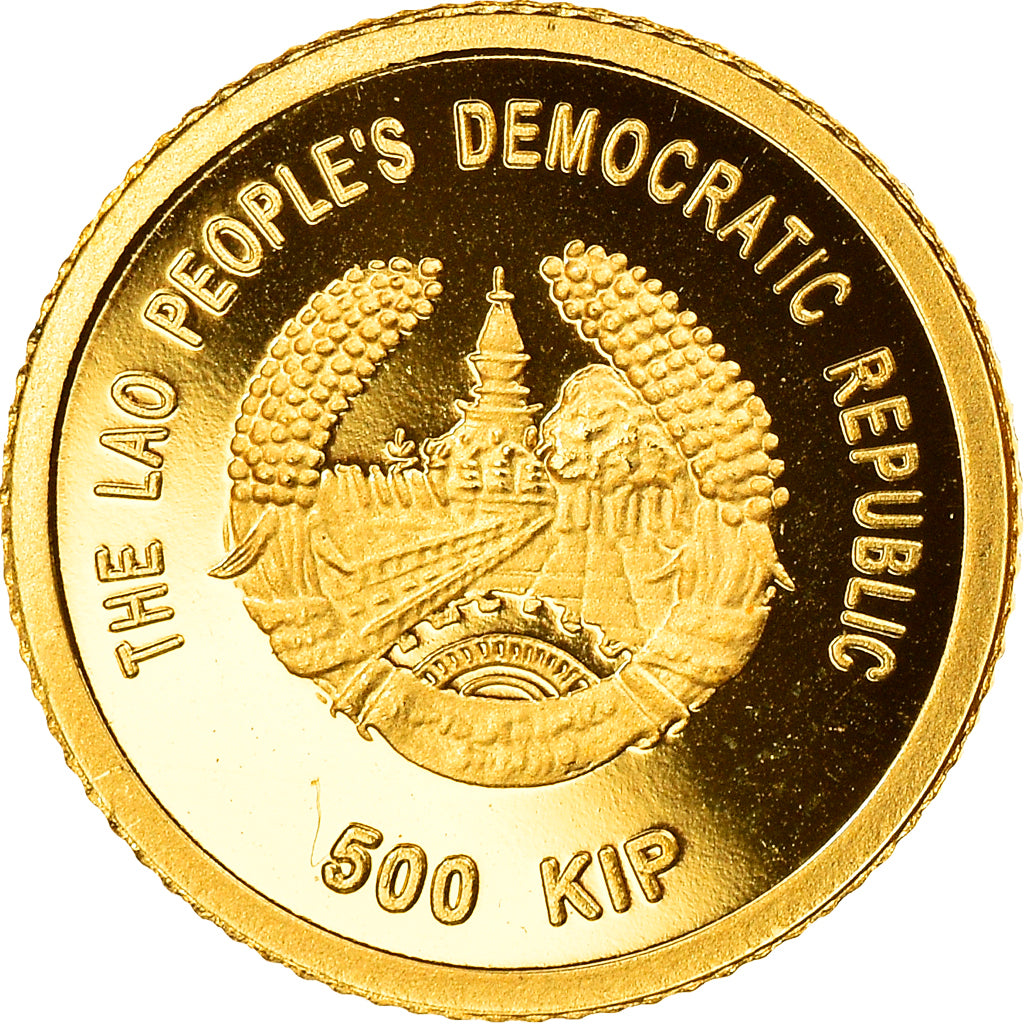 Moneta, Laos, 500 Kip, 2008, Valcambi, Proof, FDC, Oro, KM:160