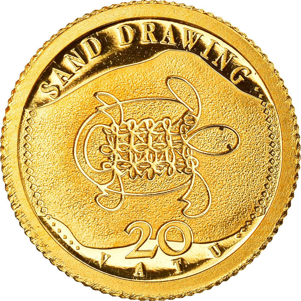 Moneta, Vanuatu, Sand drawing, 20 Vatu, 2011, B.H. Mayer, FDC, Oro, KM:67