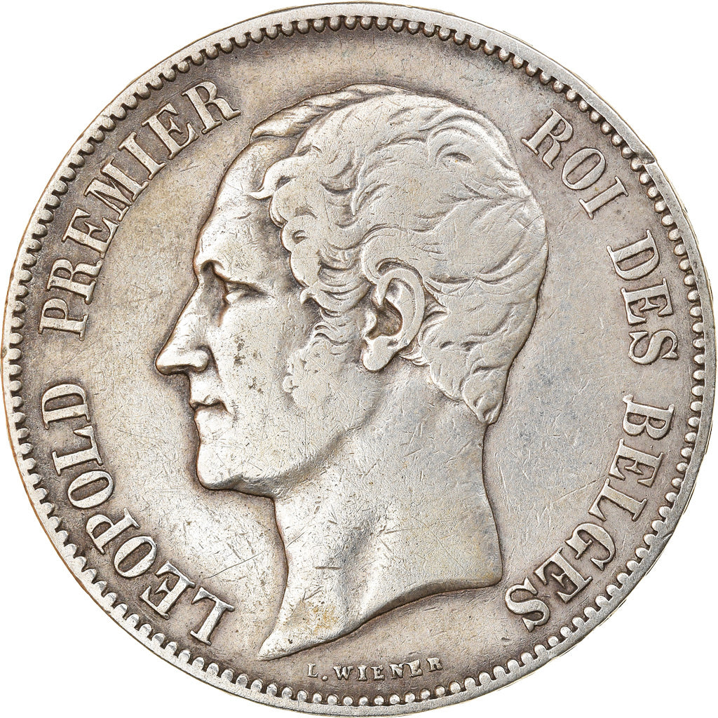 Moneda, Bélgica, Leopold I, 5 Francs, 5 Frank, 1865, BC+, Plata, KM:17