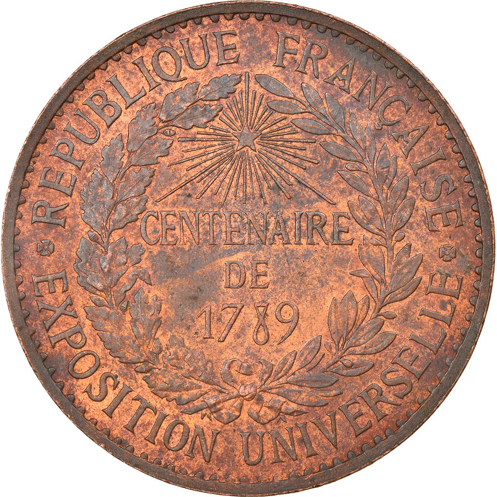 France, Médaille, 1789 Centenary, Worldwide exhibition, History, 1889, Barre